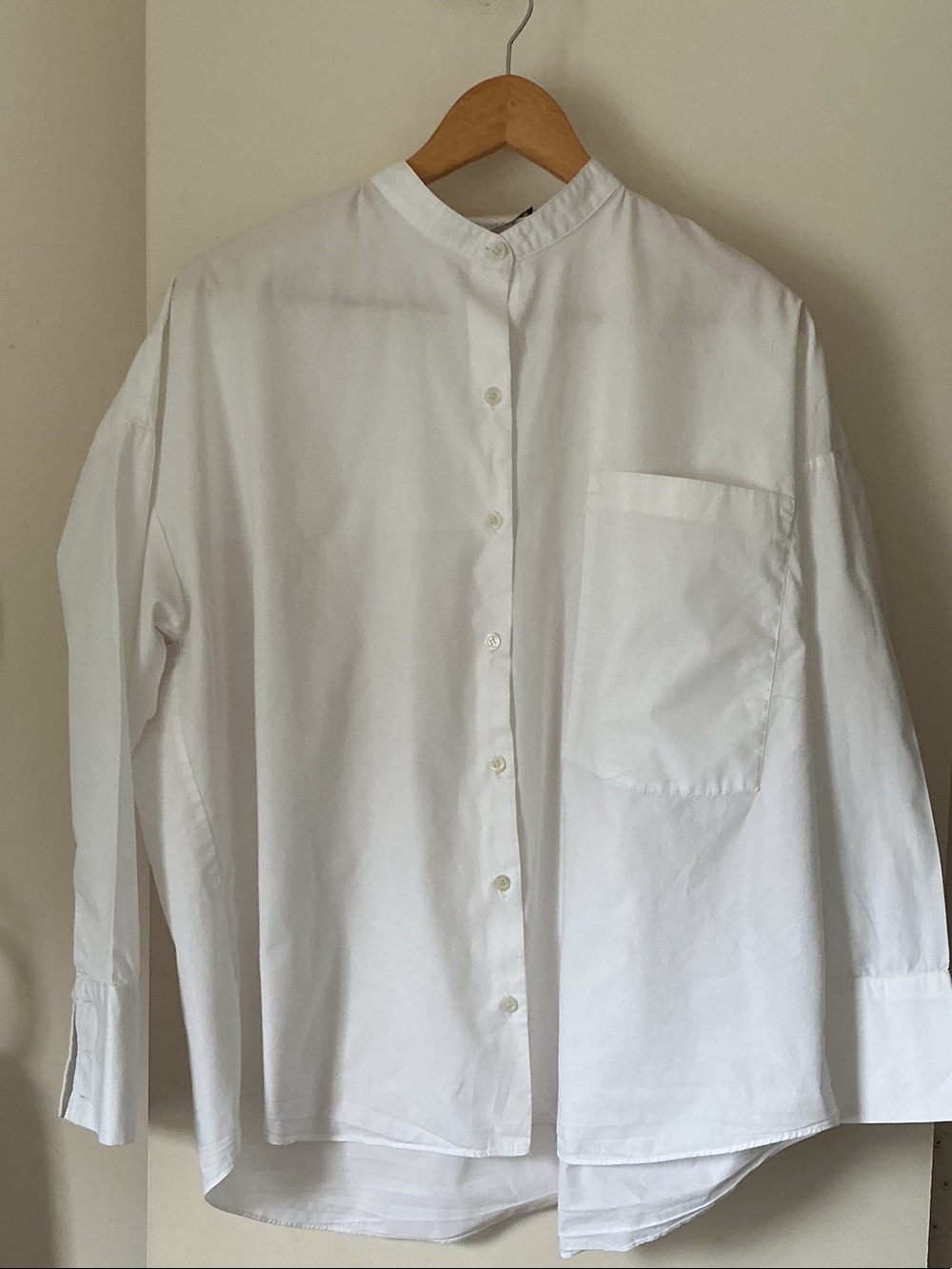 ZARA White Mandarin Collar Button-Up Shirt - Women’s